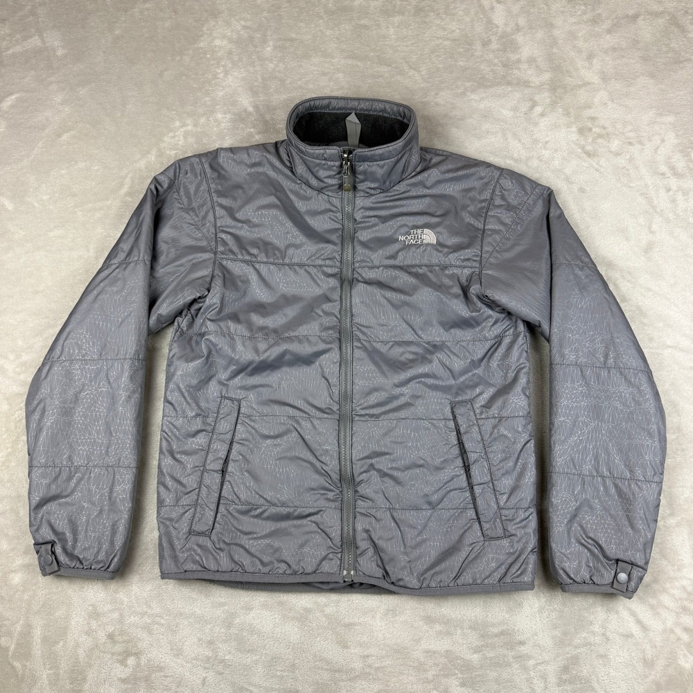 The North Face Jacket Women M Gray Geometric Lightweight Puffer Insulated Hiking